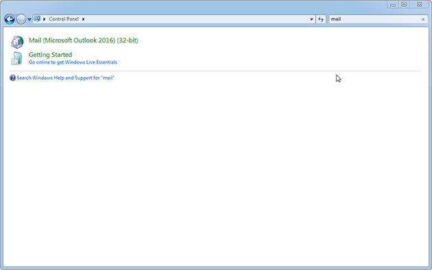 Windows Control Panel Outlook
