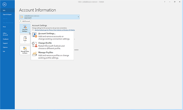 Account Settings Outlook